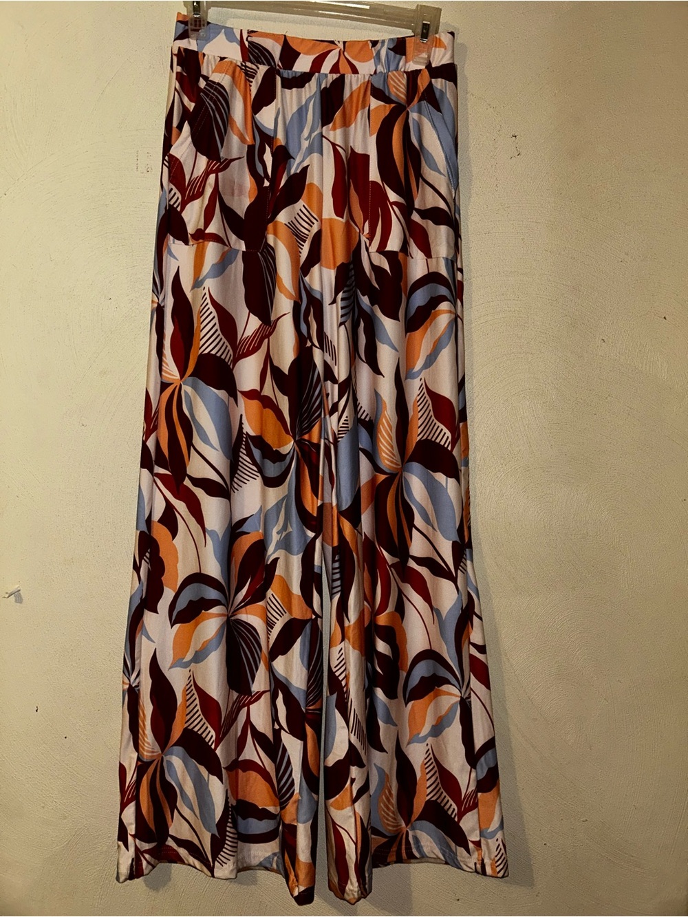 Wide-Leg Stitch Fashion Printed Pants with pockets -Multicolor